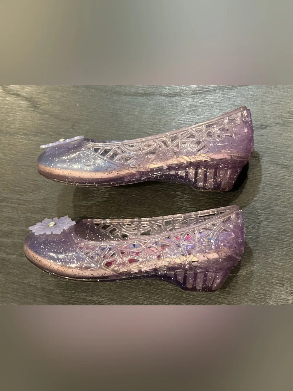 Disney Frozen Elsa & Anna Lavender Jelly Light Up Shoes Girl Size 10